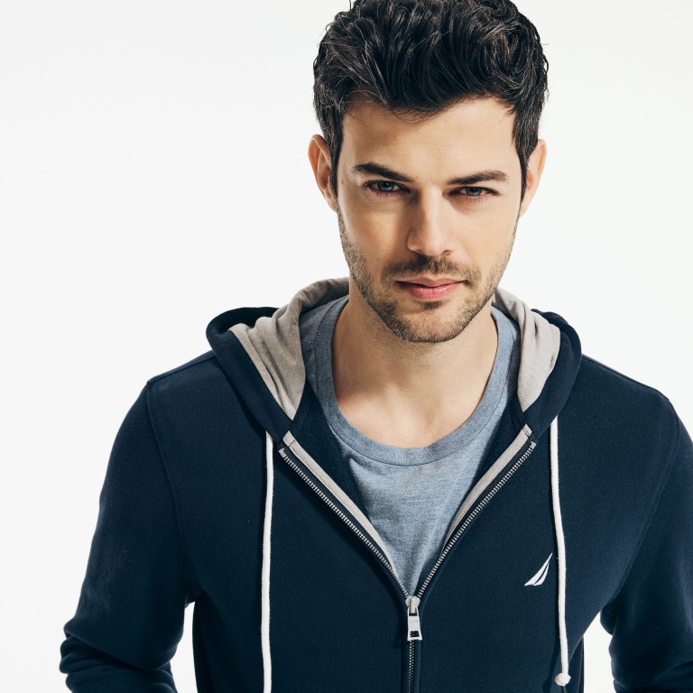 Nautica Solid Full-zip Hoodie Azul Marino | 4Dr9DQmw