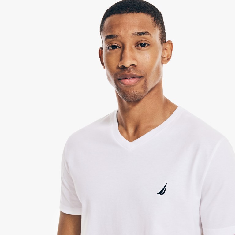 Nautica Solid V-neck Blancas | Iv0X2ISo