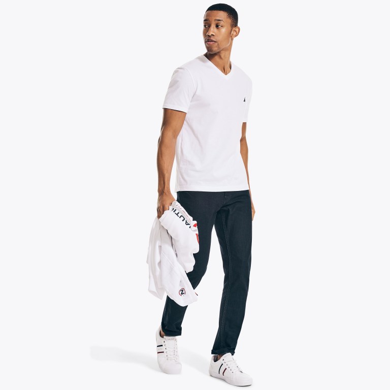Nautica Solid V-neck Blancas | Iv0X2ISo