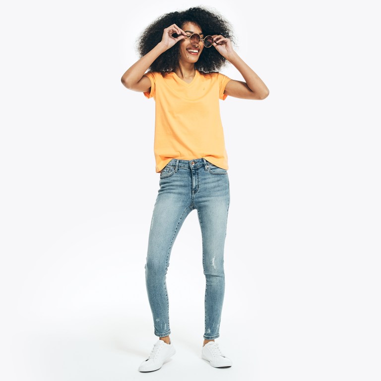 Nautica Solid V-neck Coral | S0Fm7l5C