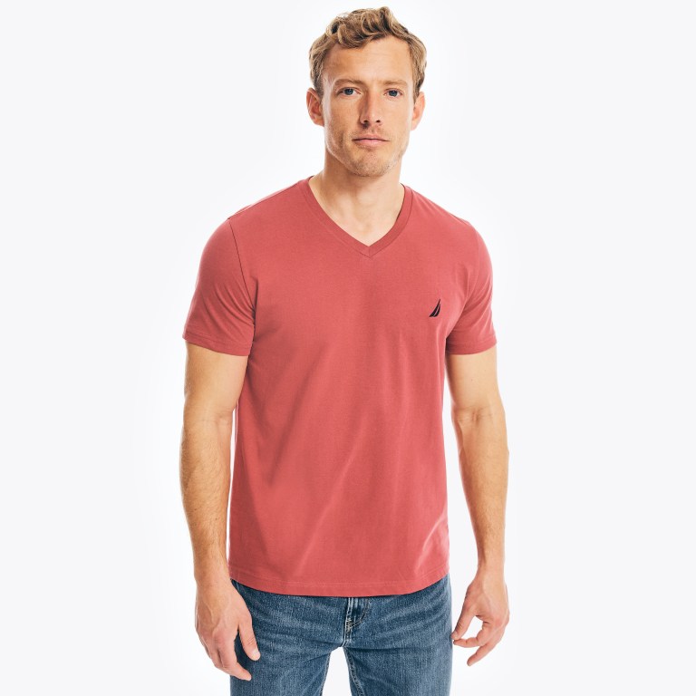 Nautica Solid V-neck Rojas | 8p890Gyf