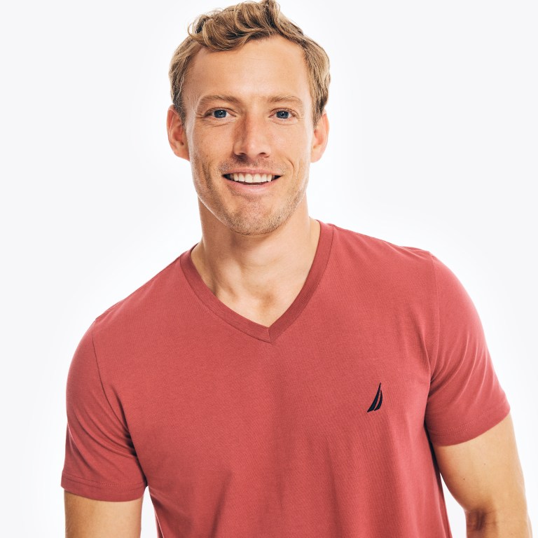 Nautica Solid V-neck Rojas | 8p890Gyf