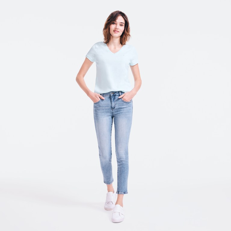 Nautica Solid V-neck Turquesa Claro | q6FN6aPz