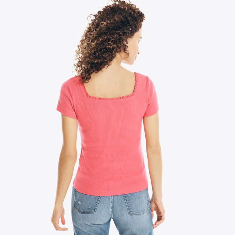Nautica Square-neck -sleeve Henley Rojas | Xn4mWzbm