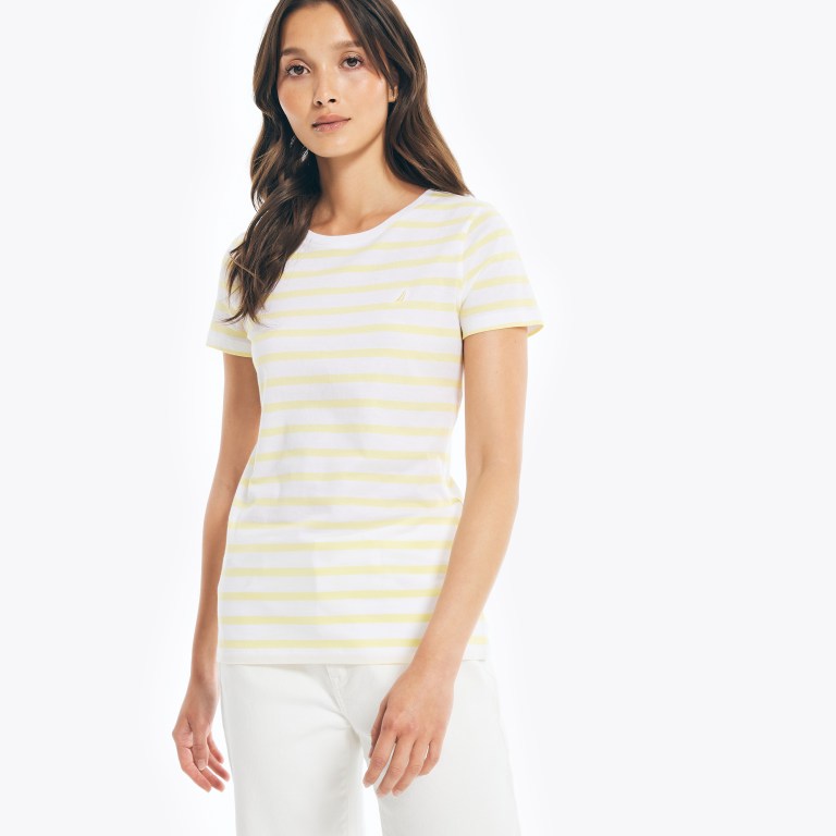Nautica Striped Crewneck Amarillo | SHjmS4QA