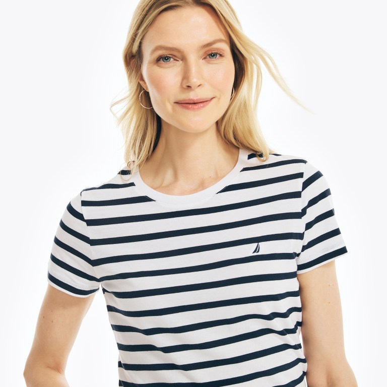 Nautica Striped Crewneck Azules | uIlz27L9