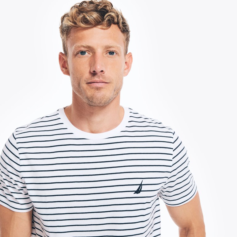 Nautica Striped Crewneck Blancas | ouVjGkrb