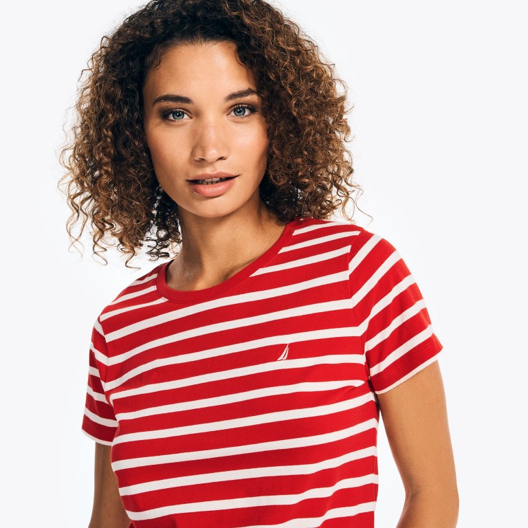 Nautica Striped Crewneck Rojas | 2tFyA7ou