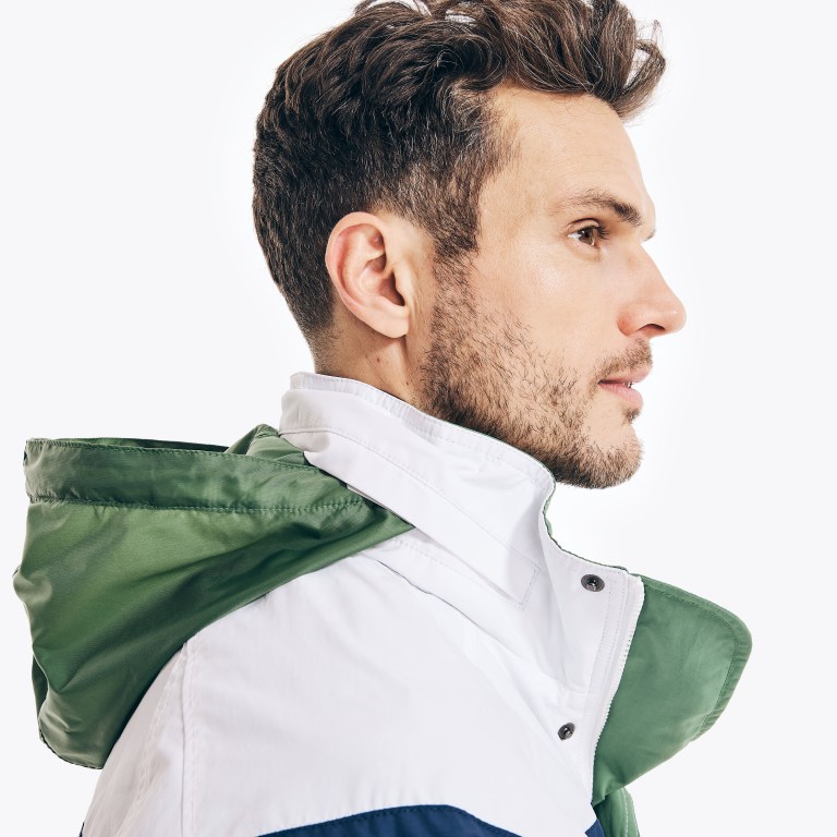 Nautica Striped Rainbreaker Bomber Blancas | A2eGmJ7k