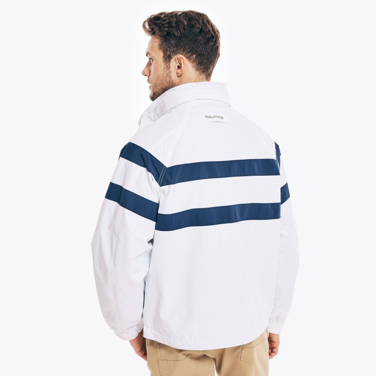 Nautica Striped Rainbreaker Bomber Blancas | A2eGmJ7k