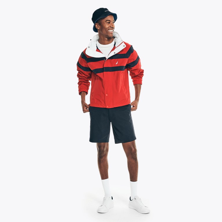 Nautica Striped Rainbreaker Bomber Rojas | nudHwjfE