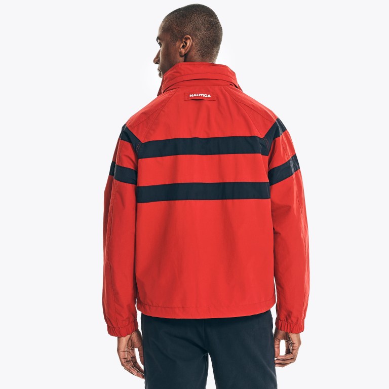 Nautica Striped Rainbreaker Bomber Rojas | nudHwjfE