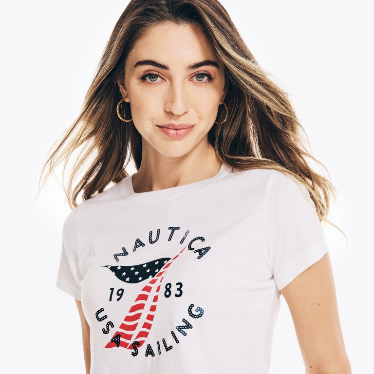 Nautica Sustainably Crafted Americana Estampadas Blancas | kCVGHG92