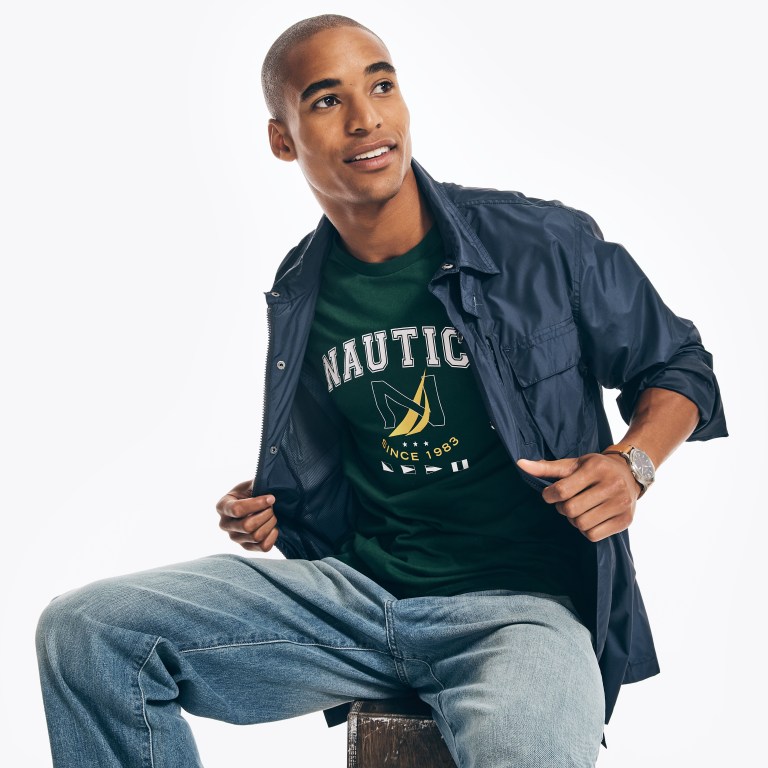 Nautica Sustainably Crafted Logo Estampadas Verde | 2jQ3Qq1R