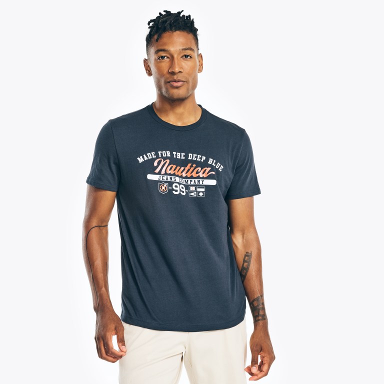 Nautica Sustainably Crafted Nautica Co. Logo Estampadas Azul Marino | k3Ck1NXS