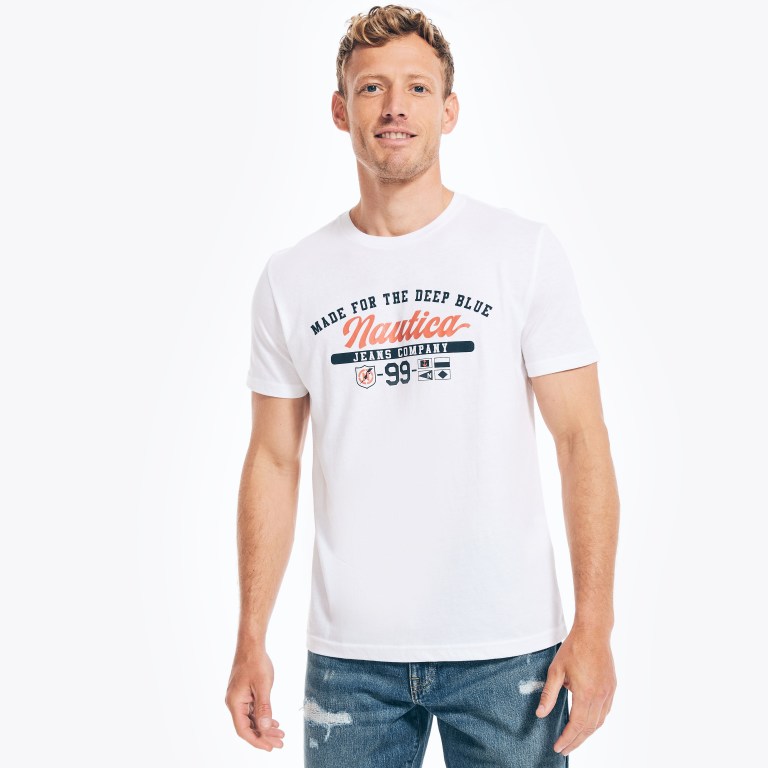Nautica Sustainably Crafted Nautica Co. Logo Estampadas Blancas | pv5Tj8zS
