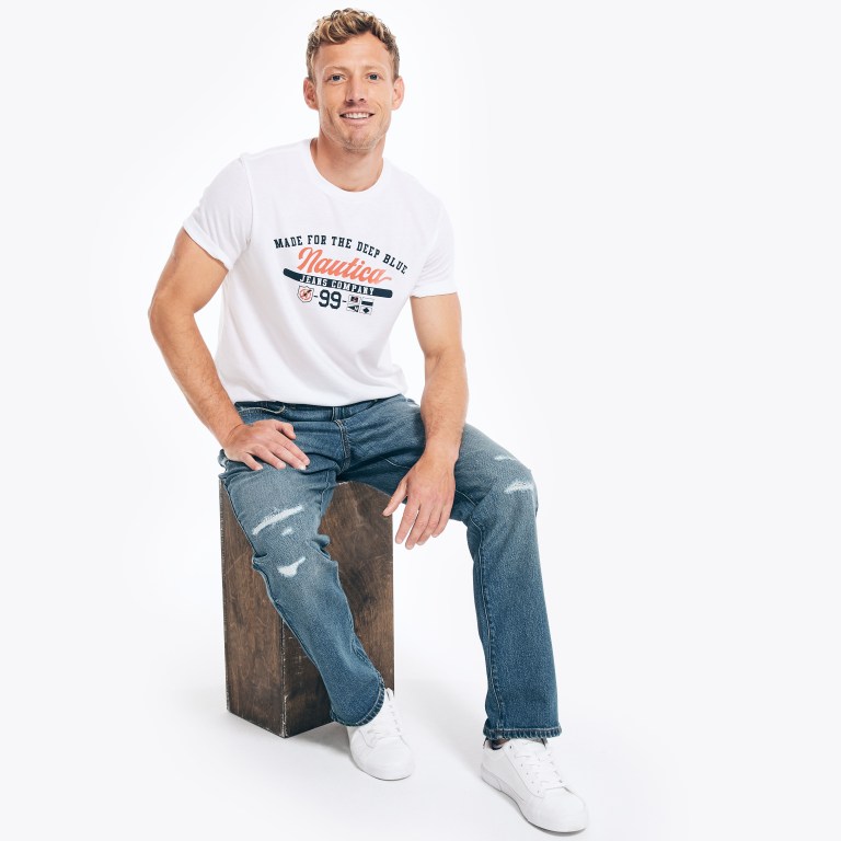 Nautica Sustainably Crafted Nautica Co. Logo Estampadas Blancas | pv5Tj8zS