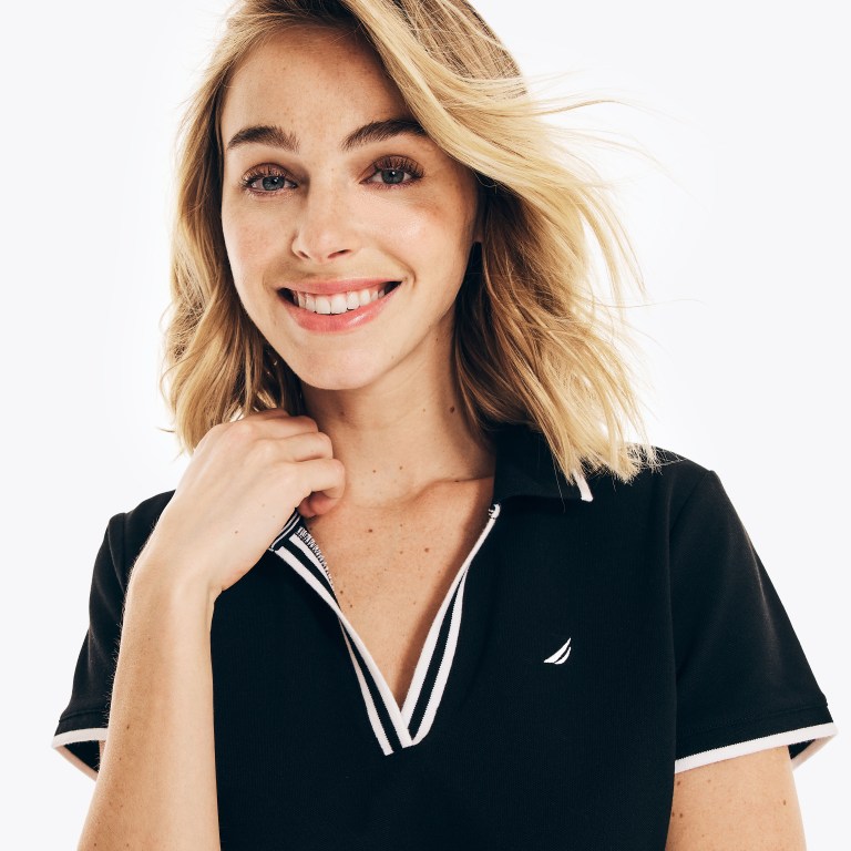 Nautica Sustainably Crafted Ocean Split-neck Negras | 2IPe0kfZ