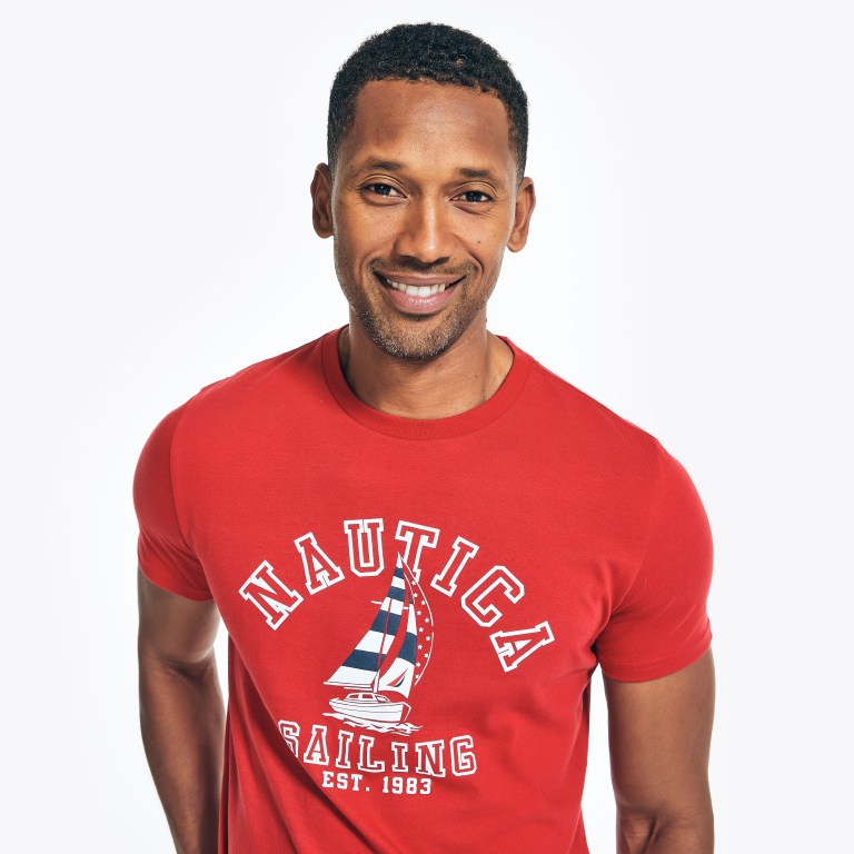 Nautica Sustainably Crafted Usa Sailboat Estampadas Rojas | slA2Mo4Q