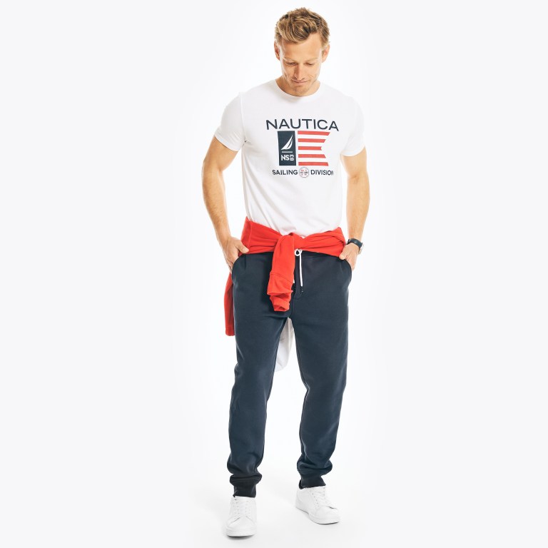 Nautica Sustainably Crafted Usa Sailing Division Estampadas Blancas | 67drCLBE