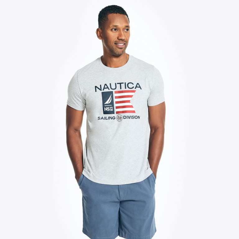 Nautica Sustainably Crafted Usa Sailing Division Estampadas Gris | Xr985mch