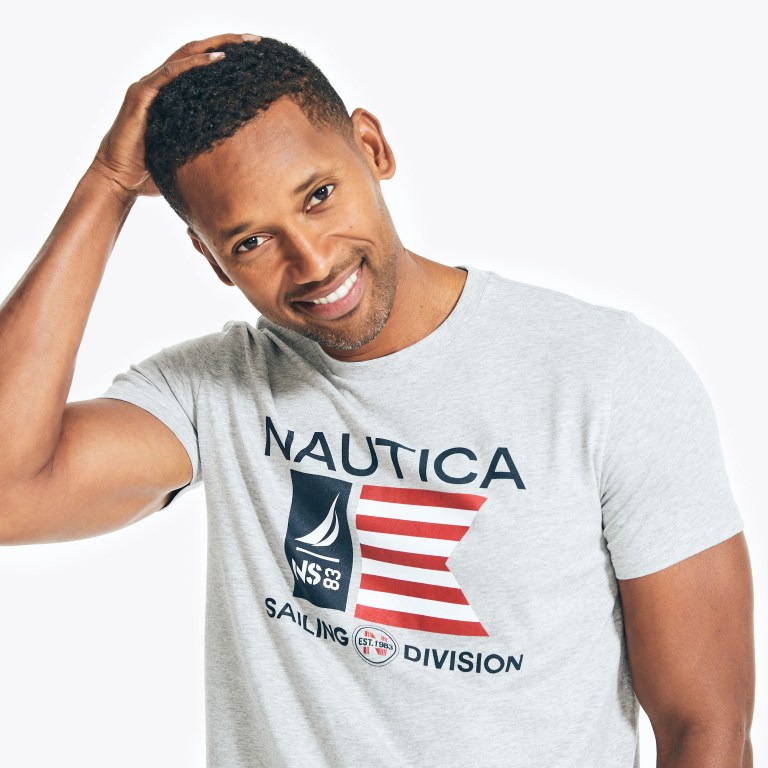 Nautica Sustainably Crafted Usa Sailing Division Estampadas Gris | Xr985mch