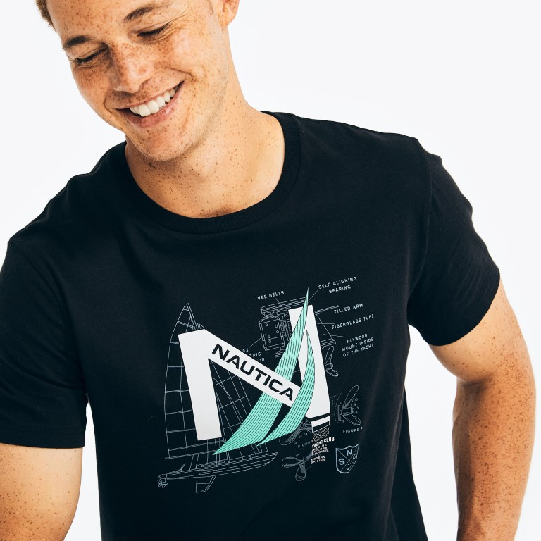 Nautica Sustainably Crafted Yacht Logo Estampadas Negras | xA0yAXQA