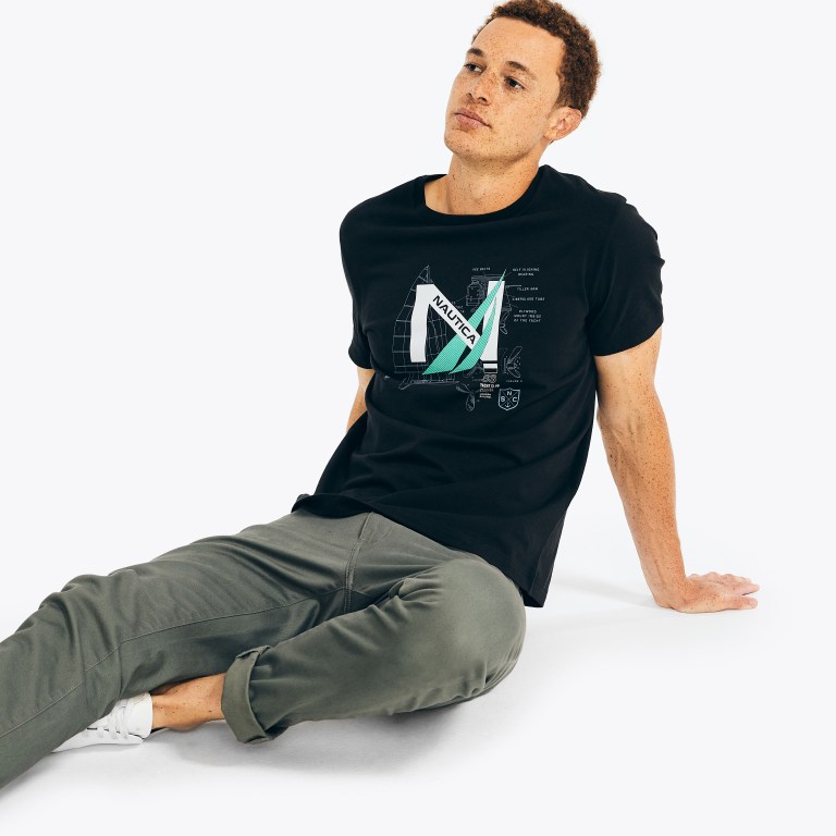 Nautica Sustainably Crafted Yacht Logo Estampadas Negras | xA0yAXQA