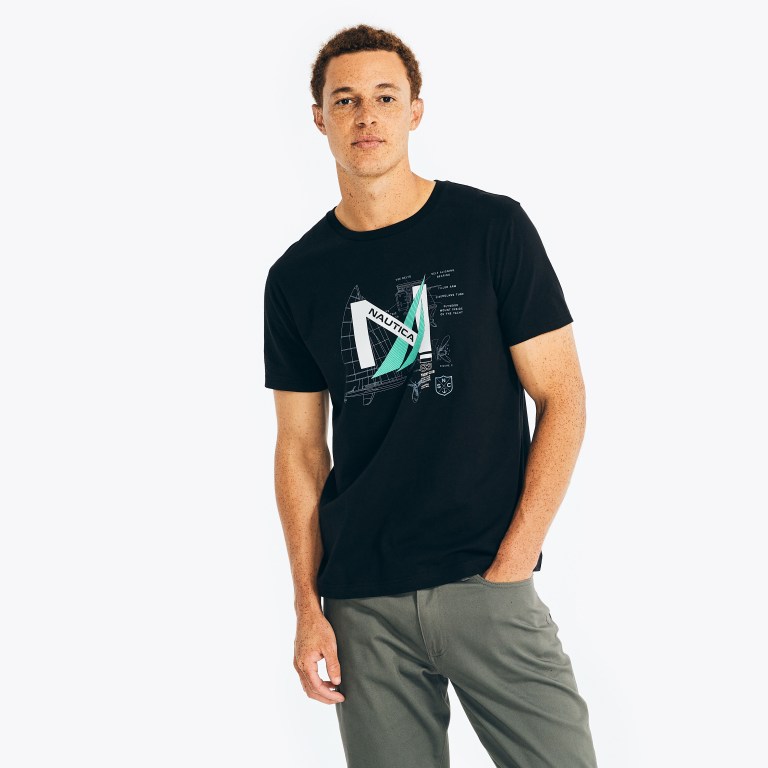 Nautica Sustainably Crafted Yacht Logo Estampadas Negras | xA0yAXQA