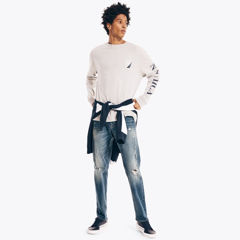 Nautica Urban Necessities X Nautica Estampadas Long-sleeve Gris | ZuKWJASO