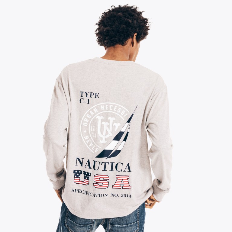 Nautica Urban Necessities X Nautica Estampadas Long-sleeve Gris | ZuKWJASO