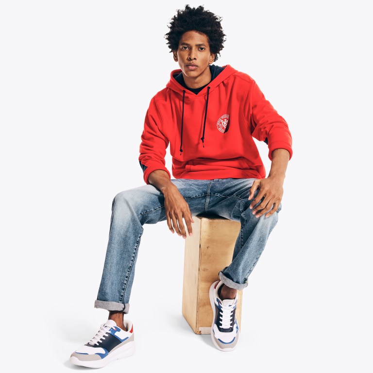 Nautica Urban Necessities X Nautica Estampadas Pullover Hoodie Rojas | w3hzCqq6