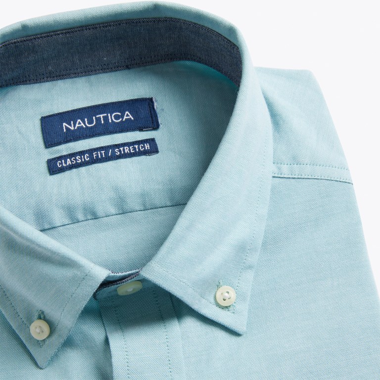 Nautica Wrinkle-resistant Wear To Trabajo -sleeve Azules | aFrOw9CK