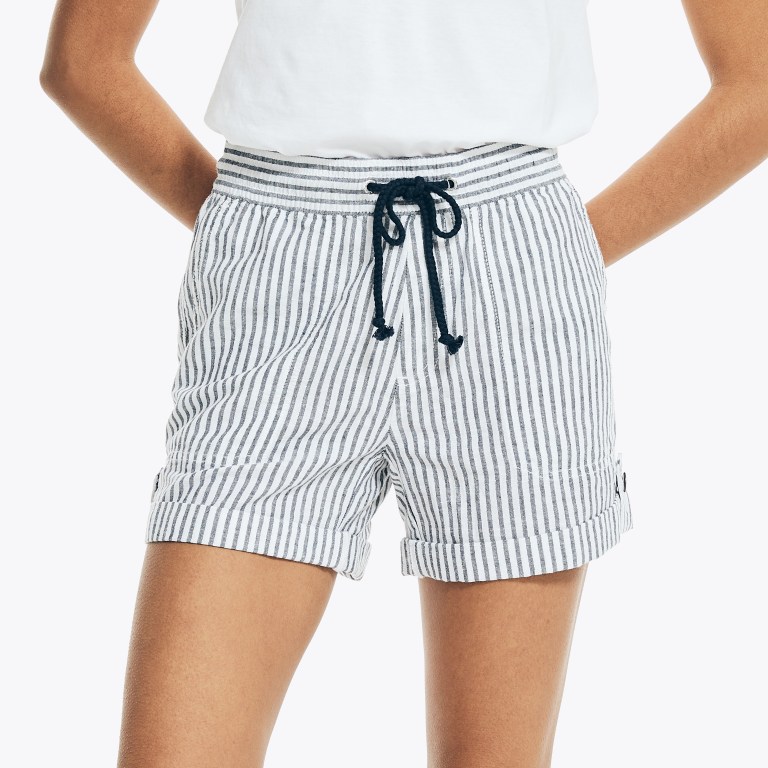 Nautica 4.5" Striped Linen-blend Pull-on Azules | GGYTndmJ