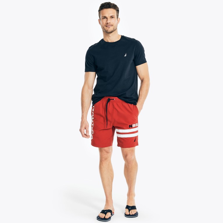 Nautica 8" Logo Stripe Quick-dry Rojas | gU2tUSmK