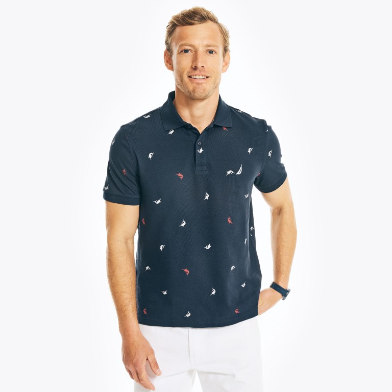 Nautica Classic Fit Printed Deck Azul Marino | 8CdEpPsZ