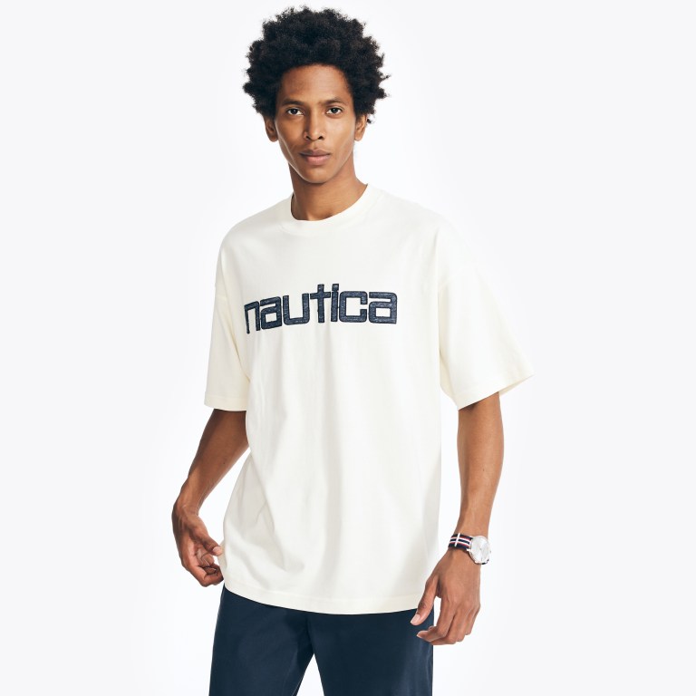 Nautica Reissue Logo Estampadas Creme | CkwVsPmX