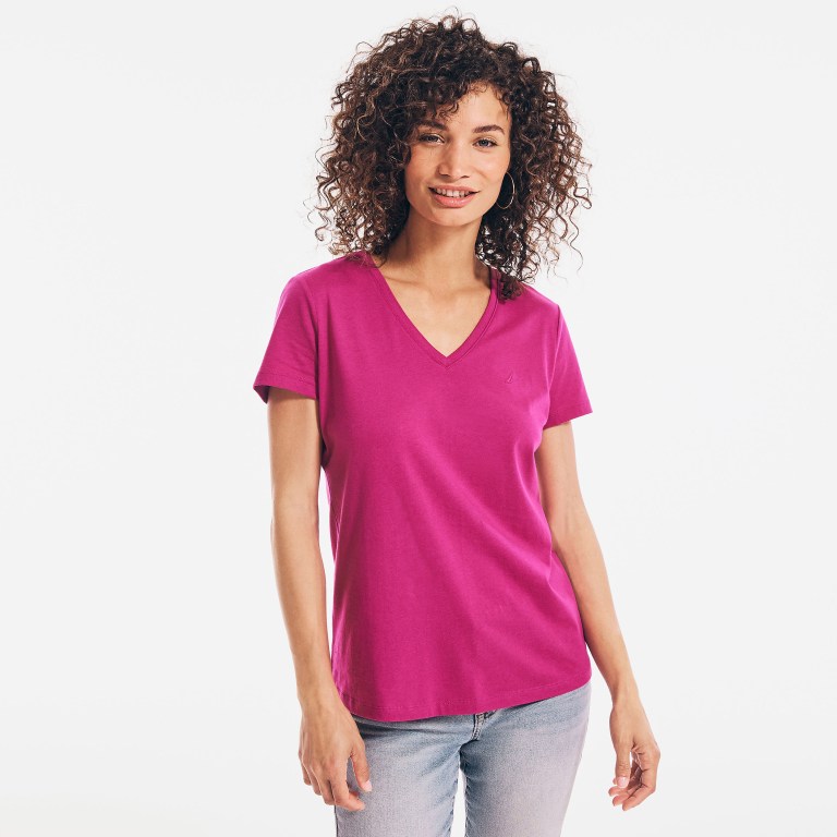 Nautica Solid V-neck Multicolor Rosas | 85S0Aiep