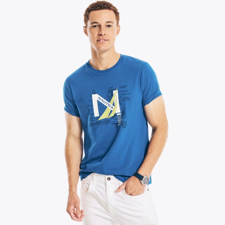 Nautica Sustainably Crafted Yacht Logo Estampadas Azules Oscuro | EpZXHNOi