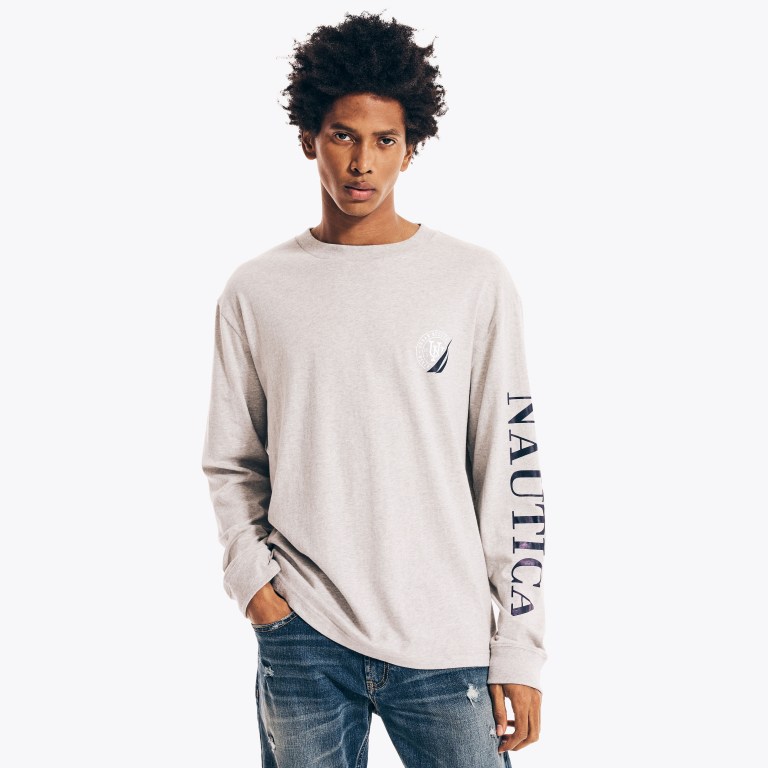 Nautica Urban Necessities X Nautica Estampadas Long-sleeve Gris | ZuKWJASO